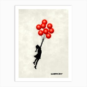 FLYING WITH BALLOONS Art Print