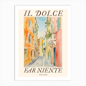 Il Dolce Far Niente Venice, Italy Watercolour Streets 1 Poster Art Print