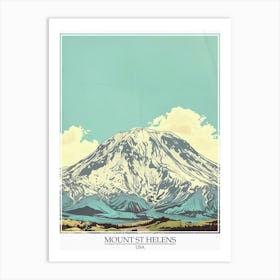 Mount St Helens Usa Color Line Drawing 7 Poster Art Print