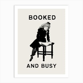 Booked and Busy | Vintage Retro Reading Bookish Art Print