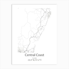 Central,United States Minimalist Map 1 Art Print