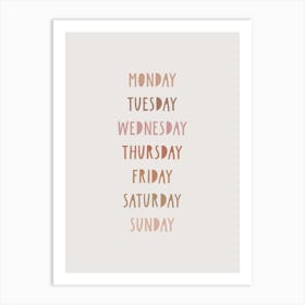 Monday Tuesday Friday, Nursery Wall Art for Kids Art Print