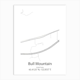 Bull Mountain,United States Minimalist Map Art Print