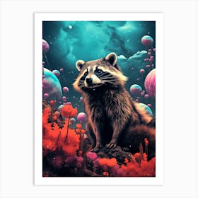 Raccoon In Space Art Print