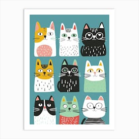 Kawaii Cats Art Print