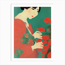 Woman In Red Art Print