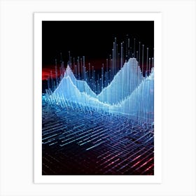 Abstract Cyber Concept Retro Futuristic Geometric Shapes Dots And Lines Creating A Digital Wave I (5) Art Print