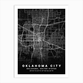 Oklahoma City Oklahoma Usa Black Map Póster