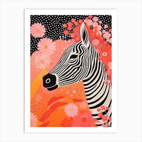 Floral Zebra Orange Patterns 1 Art Print