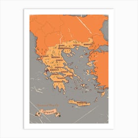 Vintage Greece Map Art Print