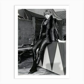 Singer Marianne Faithfull Wearing Black Leather Motorcycling Art Print