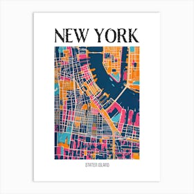Staten Island New York Colourful Silkscreen Illustration 3 Poster Art Print
