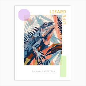 Blue Iguana Modern Illustration 6 Poster Art Print