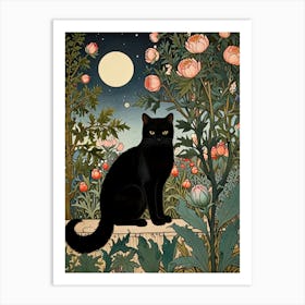 William Morris Black Cat In The Garden 2 Art Print