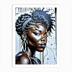 Graffiti Mural Of Beautiful Black Woman 396 Art Print