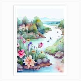 Watercolor Of Flowers 1 Art Print