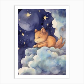 Baby Squirrel 3 Sleeping In The Clouds Art Print