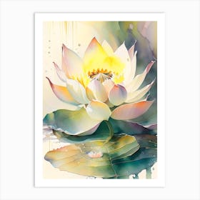 Giant Lotus Storybook Watercolour 2 Art Print