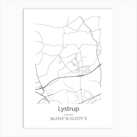 Lystrup,Denmark Minimalist Map Art Print