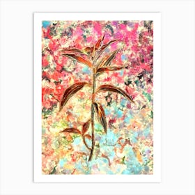 Impressionist Dayflower Botanical Painting in Blush Pink and Gold n.0017 Art Print