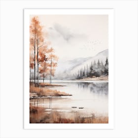 Lake In The Woods In Autumn, Painting 44 Art Print