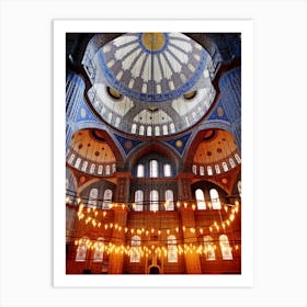 Blue Mosque Sultan Ahmed Mosque Pixel Art 2 Art Print