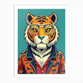 Vintage Tiger with sunglass Art Print