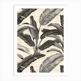 Black And White Banana Leaves Art Print