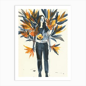 Woman With Flowers 14 Art Print