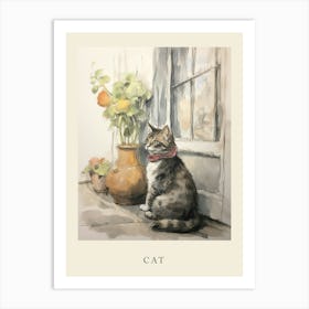 Beatrix Potter Inspired  Animal Watercolour Cat 4 Art Print