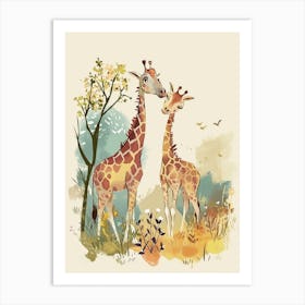 Modern Illustration Of Two Giraffes 2 Art Print