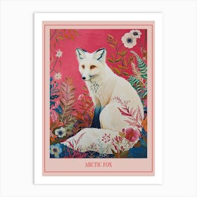 Floral Animal Painting Arctic Fox 3 Poster Art Print