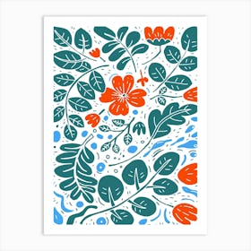 Flowers And Leaves Art Print