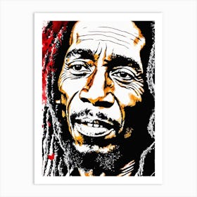 Bob Marley Portrait Ink Painting (16) Art Print
