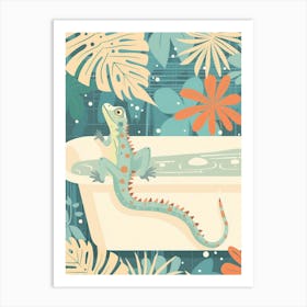 Lizard In The Bathtub Modern Abstract Illustration 5 Art Print