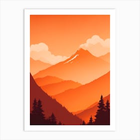 Misty Mountains Vertical Background In Orange Tone 33 Art Print