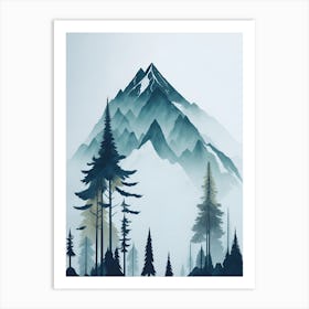 Mountain And Forest In Minimalist Watercolor Vertical Composition 332 Art Print