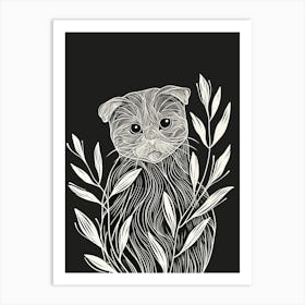 Scottish Fold Cat Minimalist Illustration 1 Art Print