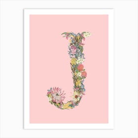 J Pink Alphabet Letter Art Print