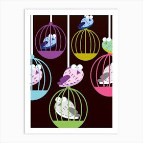 Birds In Cages Art Print