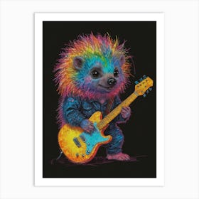 Hedgehog Playing Guitar 5 Art Print