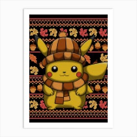 Fall Pikachu Sweater Art Print