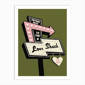 Olive Retro Love Shack, The B 52's Art Print