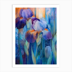 Blue and Purple Irises Art Print