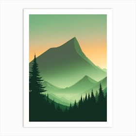 Misty Mountains Vertical Composition In Green Tone 82 Art Print