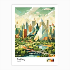 Beijing, China, Geometric Illustration 2 Poster Art Print