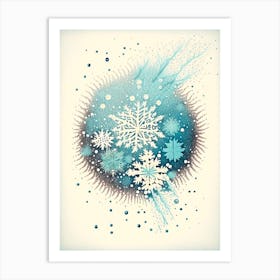 Water, Snowflakes, Vintage Sketch 2 Art Print