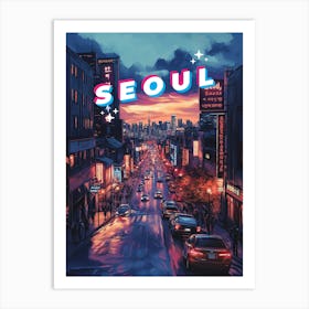 Seoul Sunset: A Vibrant Cityscape Travel Poster Art Print