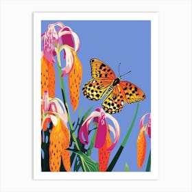 Pop Art Fritillary Butterfly 2 Art Print