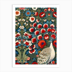 William Morris Peacock And Flowers Art Print